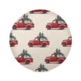 thumbnail image 2 of 15.4" Round Placemat Set of 1 Polyester Fabric Place Mats Non-Slip Dining Kitchen Table Mats for Kitchen Party Decor Red Truck with Presents, 2 of 5