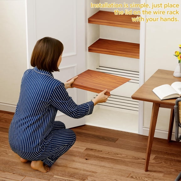 5 PCS Wire Rack Covers for Pantry Wood Grain, 24'' W * 12'' D Ready to Use, Faux Wood Shelf Covers for Wire Shelving