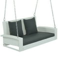 thumbnail image 5 of 2-Person Wicker Hanging Porch Swing With Soft Cushion and Two Pillows, Porch Swings Outdoor With Chains for Yard, Garden, Backyard, Balcony, Lawn, 500 lbs Weight Capacity, White, 5 of 9