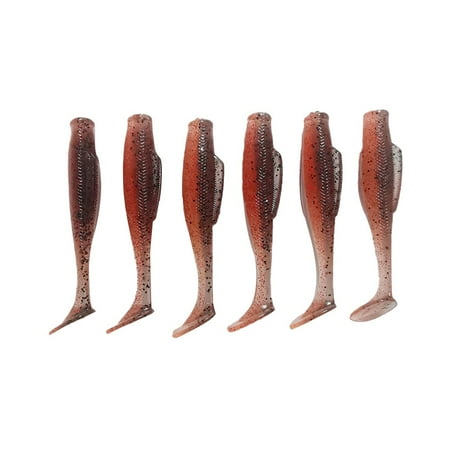 6.7cm/2.3G 6Pcs Fishing Lure Soft Plastic Paddle Tail Swimbait Bass Wobblers Brown Back And Red Back