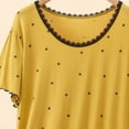 thumbnail image 5 of Women's Star Print Lace Trim Crew Neck Midi Nightgown, Soft Modal Short Sleeve Loose Casual Home Loungewear Sleep Dress Yellow XL(XL), 5 of 9