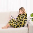 thumbnail image 4 of Yellow Leopard Pattern Blanket Hoodies for Kids 6-13YR Oversize Wearable Blanket Hoodies for Boys Girls Teens, 4 of 7