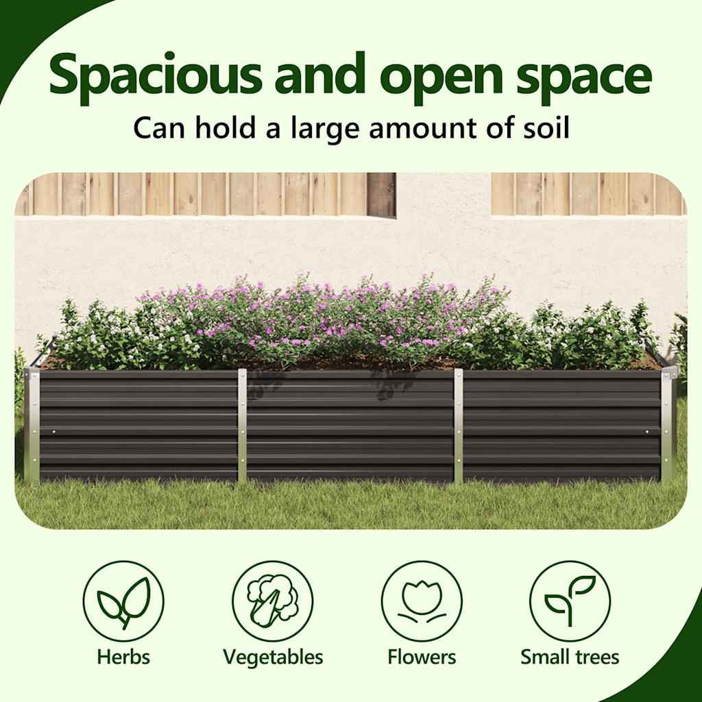 vidaXL Raised Garden Bed Raised Flower Bed Galvanized Steel Planter Anthracite