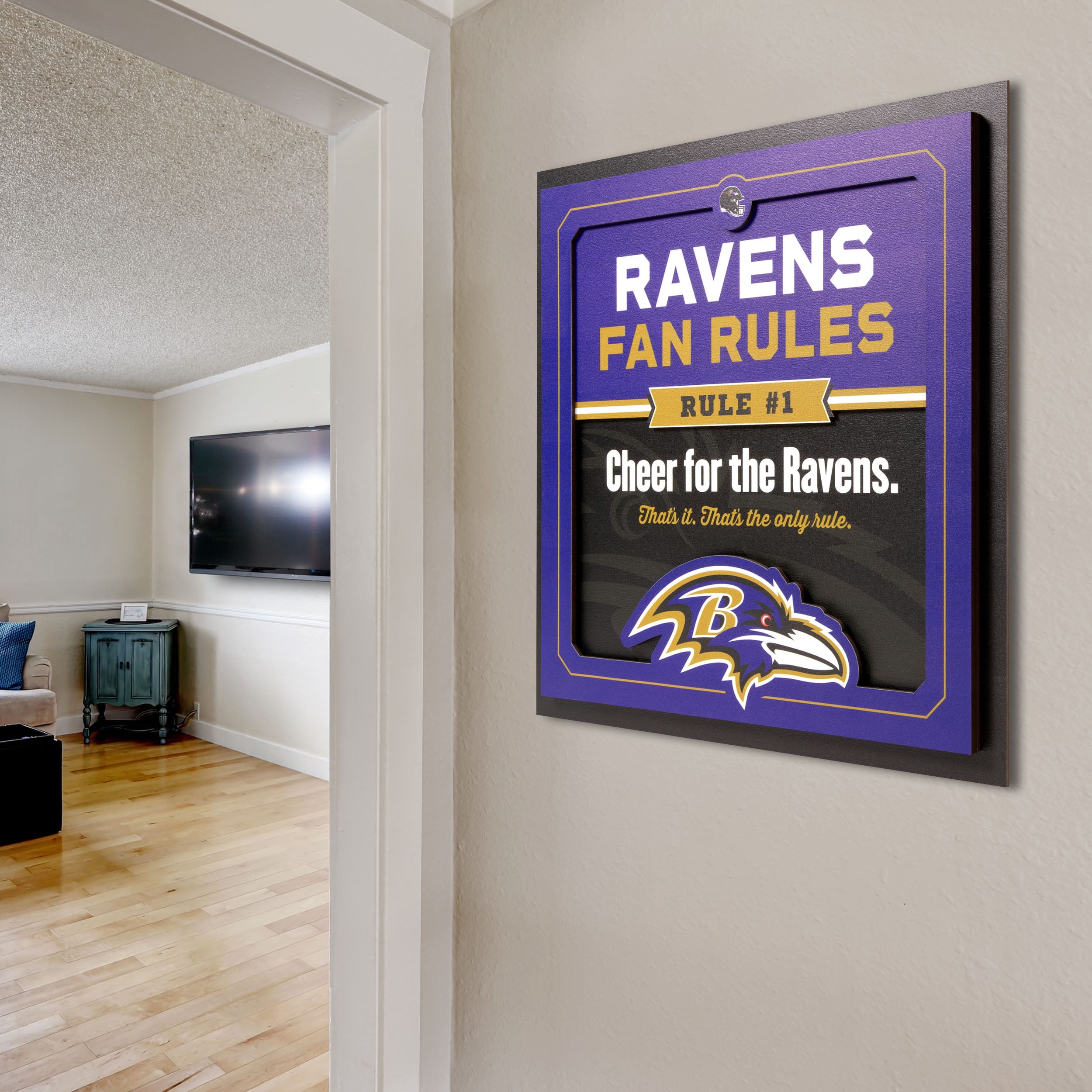 YouTheFan NFL Baltimore Ravens Fan Rules 3D Wall Art