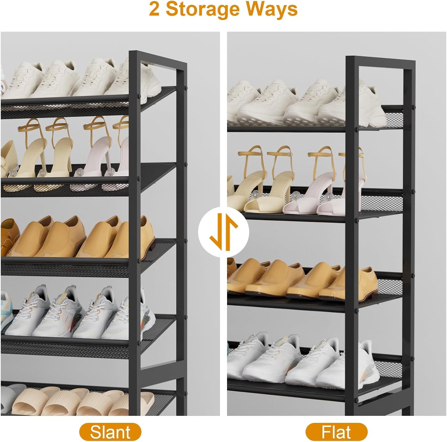 Large Shoe Rack, 8 Tiers Heavy Duty Metal Shoe Storage Rack for Closet Front Door Entrance, Up to 50 Pairs, Black