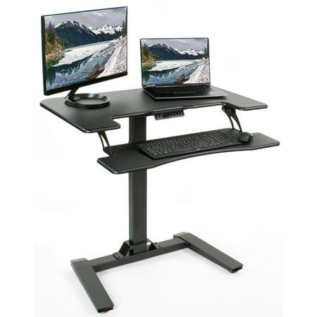 Electra Platform (VIVO Black Electric Height Adjustable Two Platform Standing Desk Workstation with Base 36