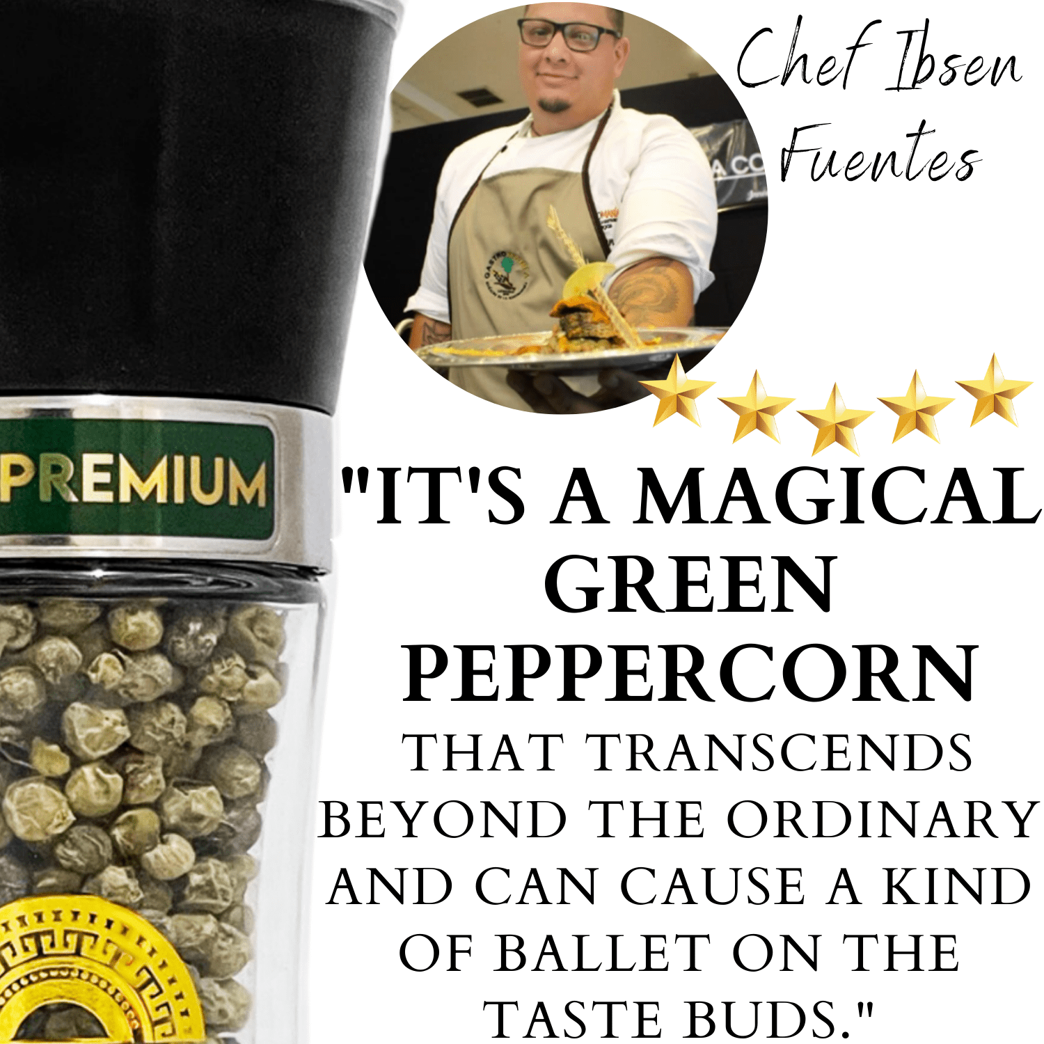 YUPANQUI Whole Green Peppercorns, Ceramic Core Pepper Mill, 2.1 oz