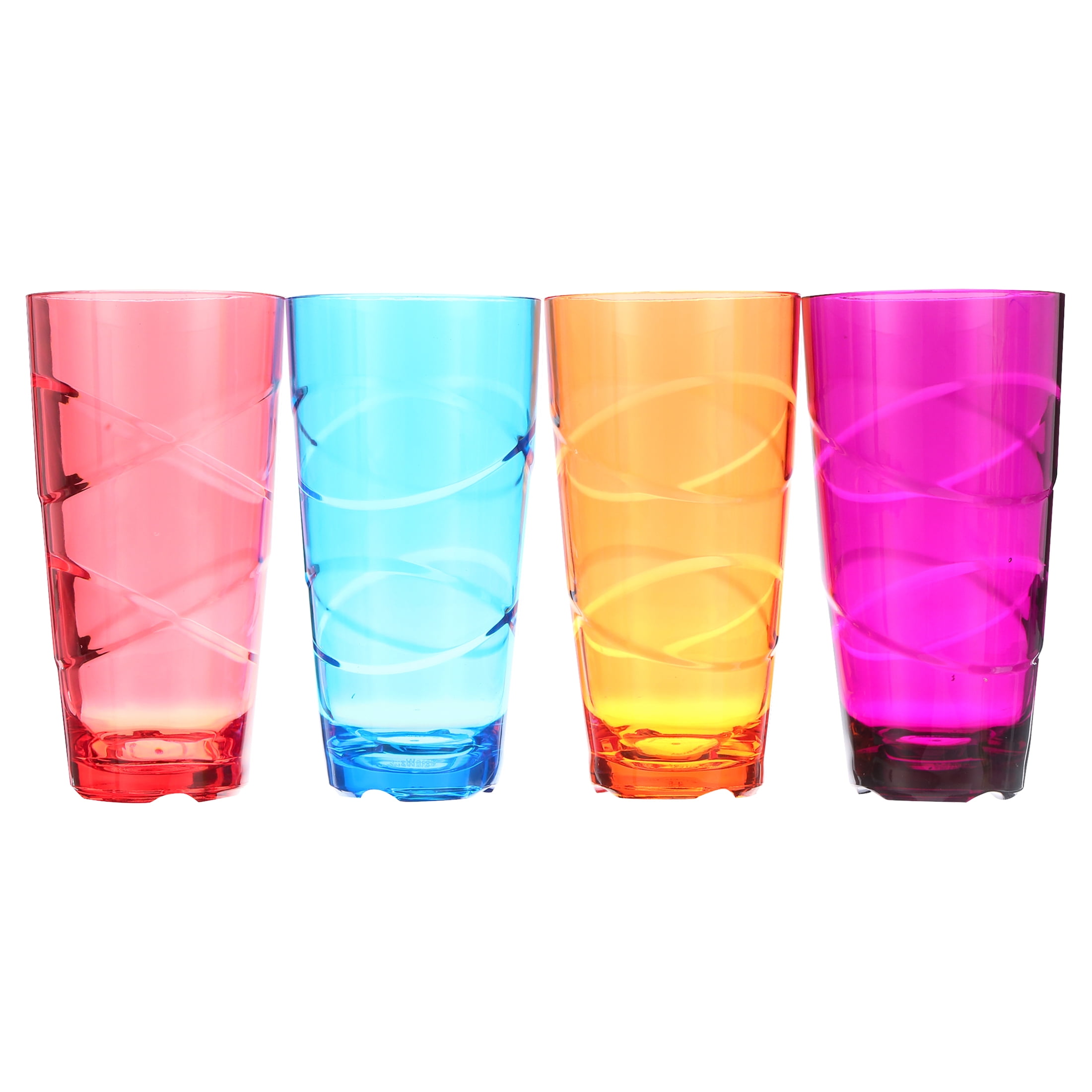 Plastic Tumblers 20-Ounce Multicolor Set Of 8 Shatter-Proof Outdoor Picnic Use 
