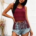 thumbnail image 4 of LEKWK Tank Tops for Women Trendy Hollow Out Tassel Hem Boho Tops Sleeveless Crew Neck Flowy Summer Shirts Fashion Beach Vacation Holiday Clothes, 4 of 6