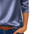 thumbnail image 5 of Womens Cowl Neck Satin Blouse Draped Silky 3/4 Sleeve Dressy Tops Office Business Dressy Casual Outfits Trendy 2026 Light Blue XL, 5 of 8