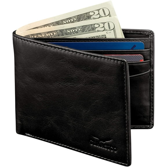 Slim Bifold RFID Bloking Wallet For Men Genuine Leather Packed In Stylish Gift Box