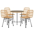 thumbnail image 4 of vidaXL Bistro Set Outdoor Patio Balcony Table and Chairs Rattan Look 5 Piece, 4 of 5