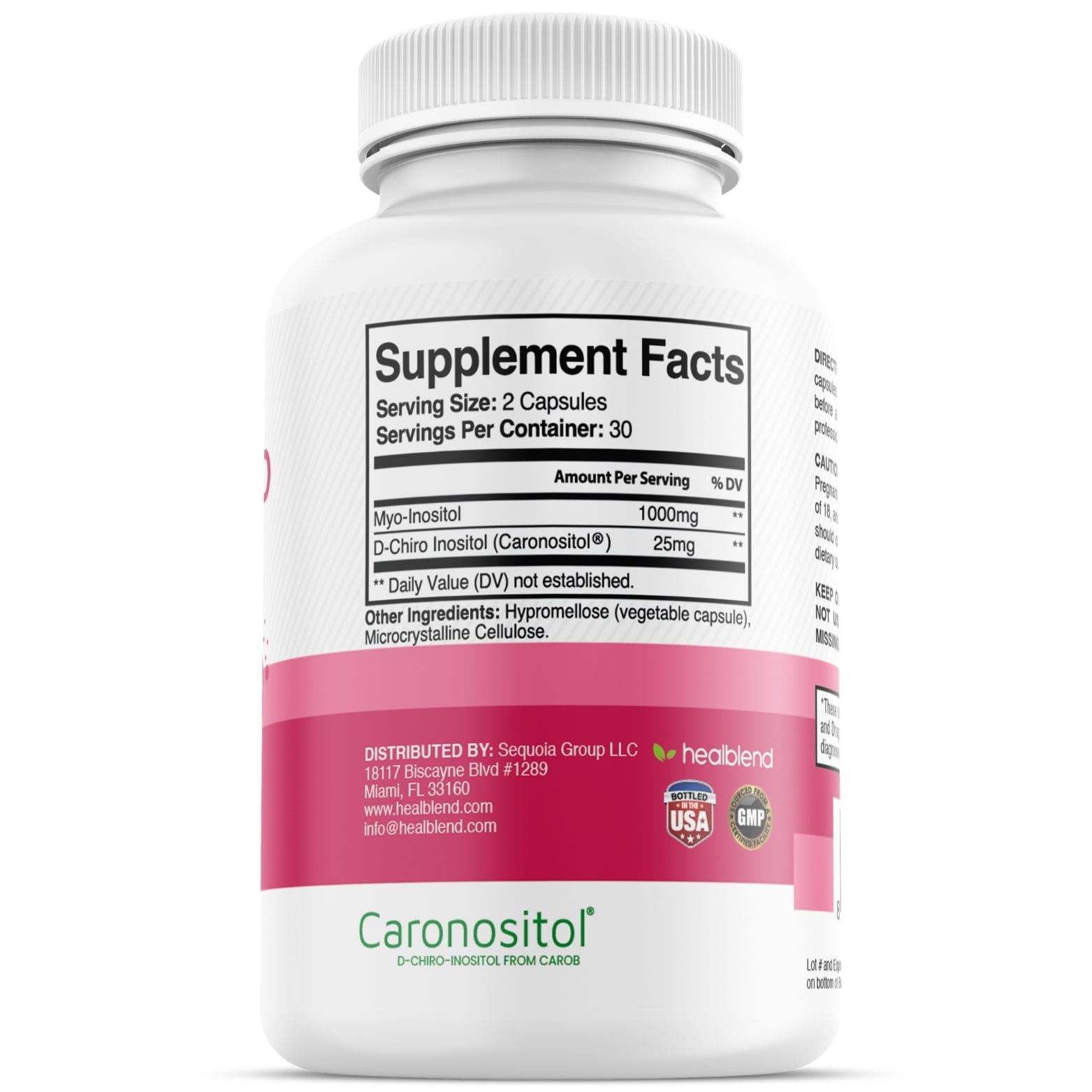 Healblend Myo Inositol & D-Chiro Inositol Plus Supplement - Support Hormonal Balance, Fertility & Healthy Ovarian Function for Women - 60 Capsules (3 Pack)