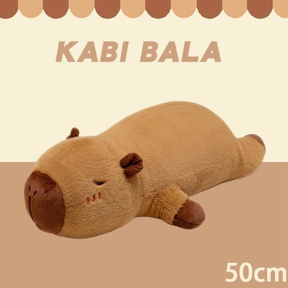 Lying‑Down Capybara Plush Pillow, Soft Short‑Plush Stuffed Animal Toy, 50cm /70cm Large Capybara Plush Doll, Cute Throw Cushion, for Bedroom Sofa Decoration, Birthday Gift for Girls Kids