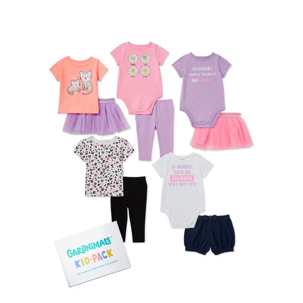 Garanimals Baby Girls Kid Pack Outfits, 10Piece Set