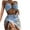 Blue, variant on TMOYZQ Women's 3 Piece Bathing Suits O-Ring Halter Textured Bikini Swimsuits Set with Drawstring Beach Cover Ups Mesh Skirt
