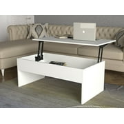 Sayre Devon Lift-Top Coffee Table Comes with PVC Edge Banding Protection White