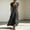 Dark Gray, variant on Womens 100% Cotton Short Sleeve V-Neck Asymmetrical Button Down Maxi Dress With Pockets, Loose Flowy Casual Long Dress, Soft Breathable Summer Beach Vacation Dress For Women Green Size L