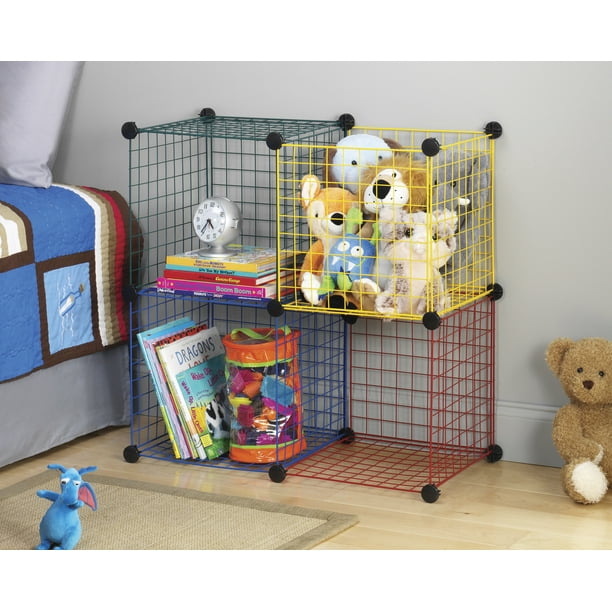 Whitmor Kids Storage Cubes Stackable Interlocking Wire Shelves Set