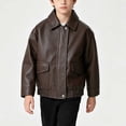 thumbnail image 5 of ShomPort Boys Biker Jackets Trendy Leather Loose Collar Zip up Outerwear Long Sleeve Coats 1-13 Years, 5 of 7