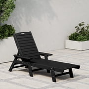 WestinTrends Malibu Black Chaise Lounge Outdoor, All Weather Poly Lumber Lawn Patio Pool Lounge Chairs with 5 Positions Backrest