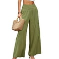thumbnail image 4 of Sunloudy Pantalones de pierna ancha para mujer, pantalones plisados sueltos casuales de color sólido de cintura alta, caqui/negro/verde claro/blanco/verde/rojo vino Sunloudy  moda, 4 of 8