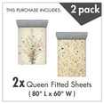 thumbnail image 3 of Ambesonne Botanical Fitted Sheet Set 2 Pack All-Round Elastic, Minimal Rustic Floral Art, Queen Size, Eggshell Slate Blue, 3 of 3
