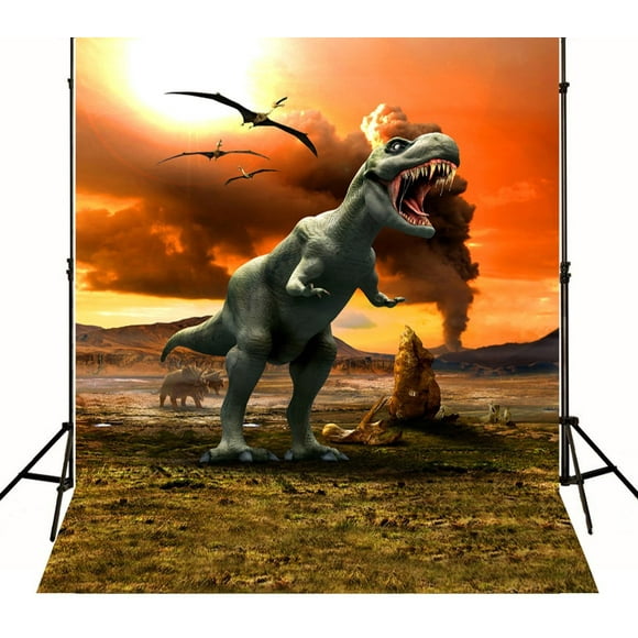 EREHome Polyester Fabric 5x7ft Photo Background Vintage Tyrannosaurus Rex Photography Backdrops Dinosaur For Children