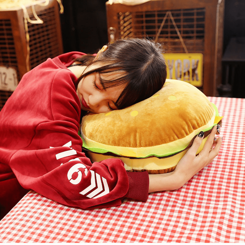 Fovien Hamburger Pillow Giant Hamburger Pillows Fluffy Burger Plush Pillows  Soft Stuffed Comfortable Toys Home Gift For Kid Boy Child Throw Pillow 