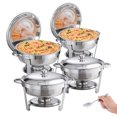 thumbnail image 1 of VEVOR Chafing Dish Buffet Set, 6 Qt 4 Pack, Stainless Steel Chafer with Full Size Pan, Round Catering Warmer Server with Lid Water Pan Stand Fuel Holder Cover Holder Spoon, for at Least 6 People Each, 1 of 9