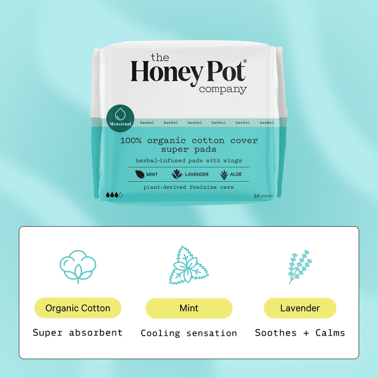 Regular Pads with Wings  Herbal Sanitary Pads – The Honey Pot - Feminine  Care