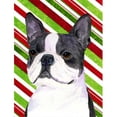 thumbnail image 1 of 11 x 15 In. Boston Terrier Candy Cane Holiday Christmas Flag, Garden Size, 1 of 1