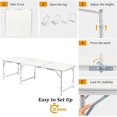 thumbnail image 4 of Outvita 6ft Portable Folding Camping Table, Outdoor Waterproof Adjustable Height Table, Aluminum Lightweight Suitcase Foldable Table for Picnic BBQ Beach Dining, 4 of 7
