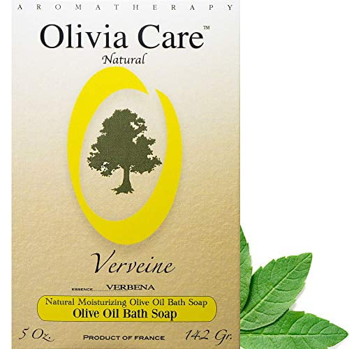 Olive Oil Verbena Bar Soap by Olivia Care - 100% Natural Ingredients, Organic, Vegan - For Face, Hands & Body. Cold-Pressed Triple -Milled. Hydrating, Moisturizing. Rich in Calcium & Vitamin