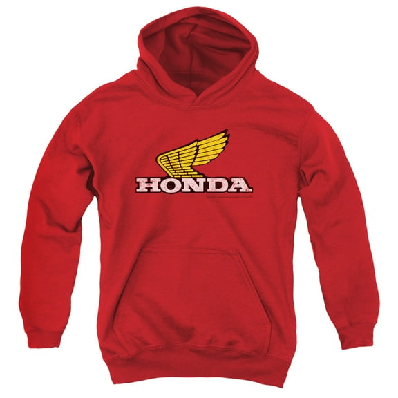 Honda Yellow Wing Logo Youth Pullover Hoodie Sweatshirt Red