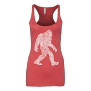 KOYOTEE Women's Sketch Bigfoot C6 Red Triblend Racerback Tank Top Medium Red