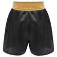 thumbnail image 4 of Hansber Kids Boys Sequin Applique Shiny Letter Printed Boxer Kickboxing Training Shorts Side Split Satin Hot Pants Black&Gold 14, 4 of 6