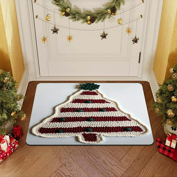 Woven Christmas Mat Diatom Mud Mat Suitable For Bathroom Entrance Door Mats And Holiday Decorations