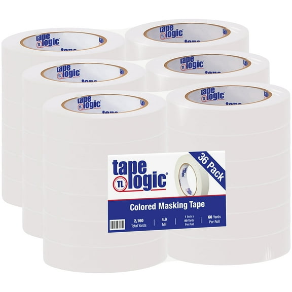 Tape Logic Masking Tape,1x60 yd.,White,PK36 T935003W