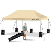 SereneLife 10x20 Commercial Instant Shelter Foldable/Collapsible Sunshade Canopy Pop up Tent, Khaki
