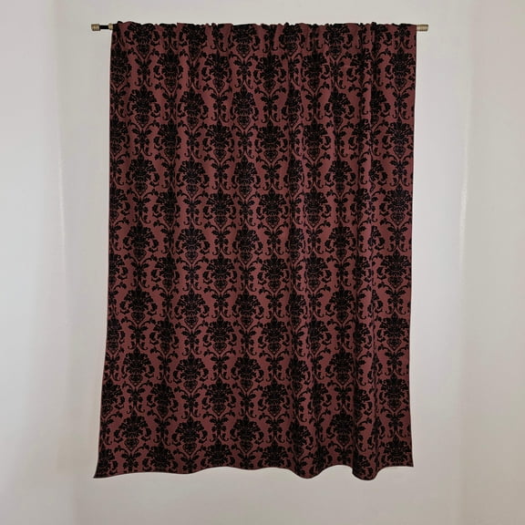 Poplin Damask Print Polyester Window Curtain 58 Inch Wide Burgundy