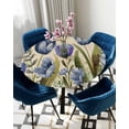 thumbnail image 5 of nqOlkjepod Blue Purple Spring Floral Round Tablecloth, Fitted Table Cover with Elastic for 45"-54" Round Tables, Summer Botanical Tulip Vintage Table Cloth Dinning Party Waterproof Tablecloths, 5 of 6