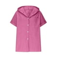 thumbnail image 4 of Vestidos Casuales Para Mujer, Blusas De Mujer De Moda Blusa de lino con cuello en V y manga corta para mujer, estilo túnica de verano con capucha y botones sueltos, 4 of 6