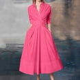 thumbnail image 2 of hotojiny Casual Dresses for Women Formal Collar Button up Flowy Dress 3/4 Sleeve A-Line Work Dress with Pockets, 2 of 7