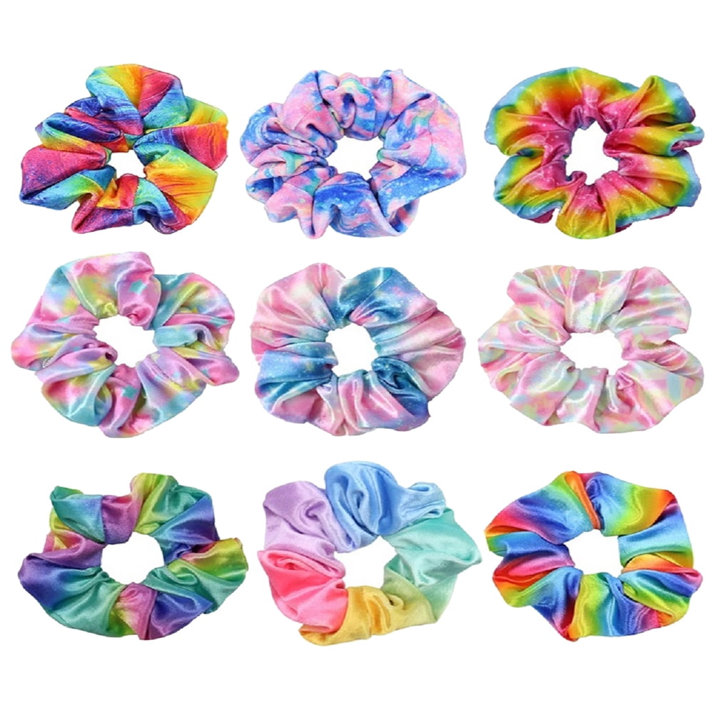 9pcs Colorful Hair Scrunchies Elastics Bobbles Hair Bands Hair Tie