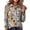 Khaki, variant on Womens Waffle Knit Long Sleeve Polo Shirt Autumn Maple Leaf Print Button Collar Casual Loose Fall Tops Red S