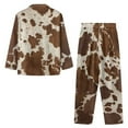thumbnail image 3 of Xixirimido Brown Cow Cowhide Print Mens Ultra Soft Pajama Set, Stretch Long Sleeve Lounge Pjs Button-Down Lightweight & Cozy Sleepwear with Pockets, X-Large, 3 of 4