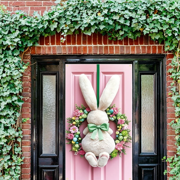 Couronne de Pâques – Décoration de lapin de 50 cm | Couronne d'intérieur artificielle avec fleurs et nœud – Pour printemps, vacances, fête, porche, maison, extérieur, mur, fenêtre Couronne de Pâques – Décoration de lapin de 50 cm | Couronne d'intérieur artificielle avec fleurs et nœud – Pour printemps, vacances, fête, porche, maison, extérieur, mur, fenêtre