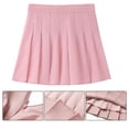 thumbnail image 2 of Women School Uniform High Waist Pleated A Line Swing Mini Skirt with Undershorts, 2 of 19