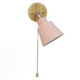 thumbnail image 3 of Fyydes Macaron Bedside Wall Lamp Pink Plastic Rubber Wood E27 E26, 3 of 8